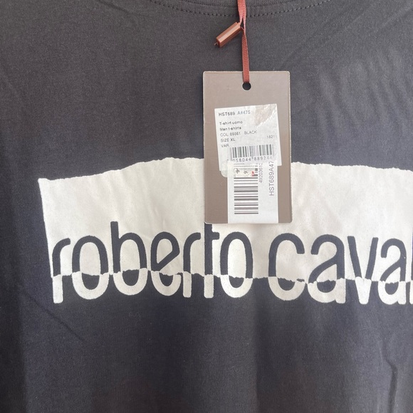 Roberto Cavalli men’s size XL black cotton t-shirt slim fit new with tag - Picture 3 of 9